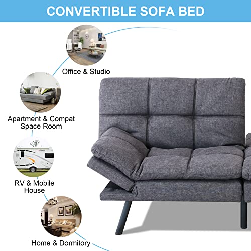 MUUEGM Futon Sofa Bed Modern Convertible Futon Couch Memory Foam Sleeper Sofa,Loveseat Couch with Adjustable Armrest Backrest for Living Room