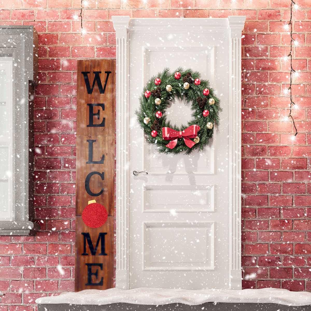 Outdoor Welcome Sign for Front Porch Decor, Interchangeable Seasonal Icons Vertical Welcome Sign, Modern Farmhouse Decor for The Home