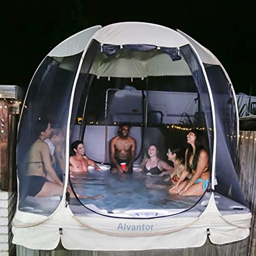 Alvantor Screen House Gazebo, 6-10-15 Person Pop Up Igloo Screened Canopy Tent with Mosquito Netting Sides