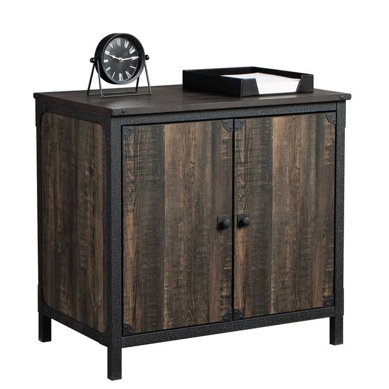 Sauder Steel River Industrial Storage Cabinet in Carbon Oak