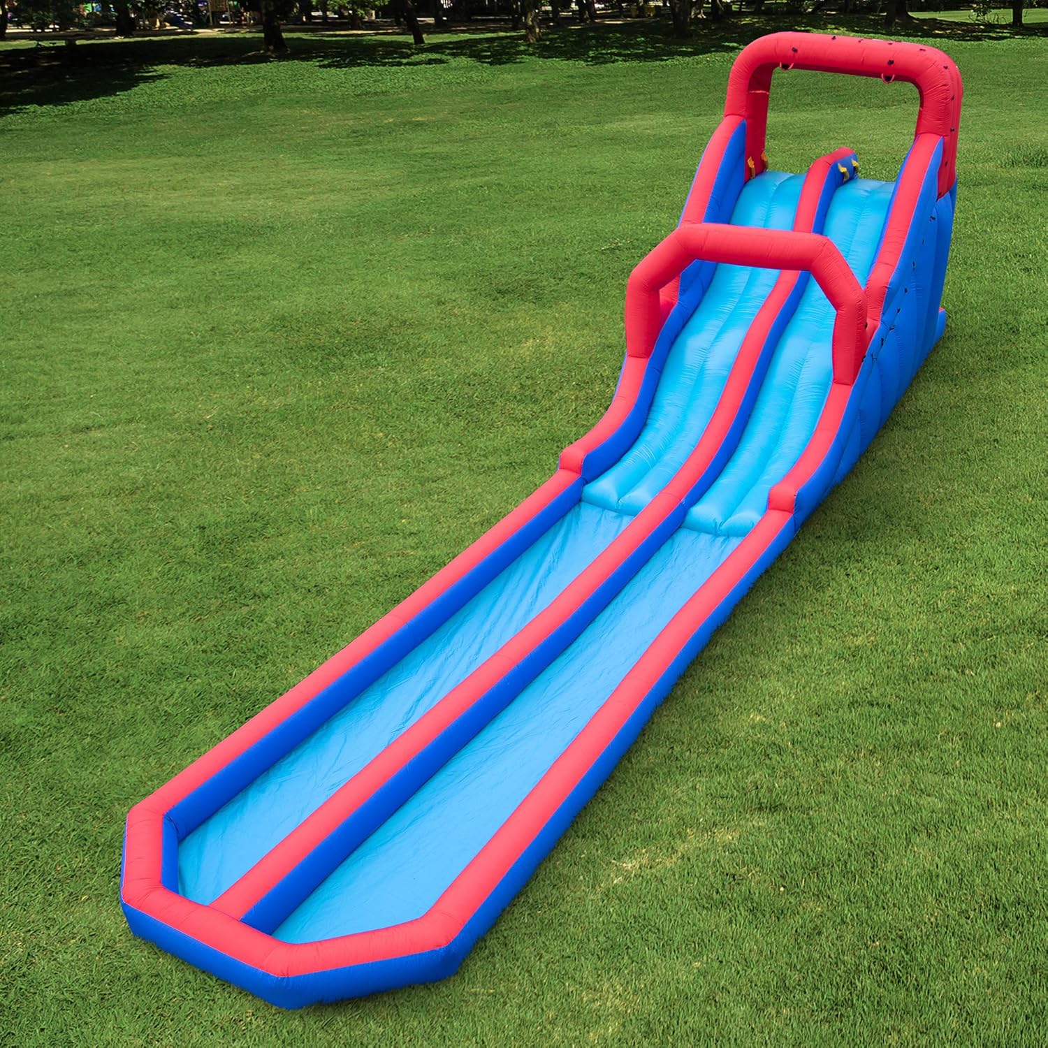 Sunny & Fun Dual Splash Inflatable Water Racing Slide Park – Heavy-Duty for Outdoor Fun - Climbing Wall