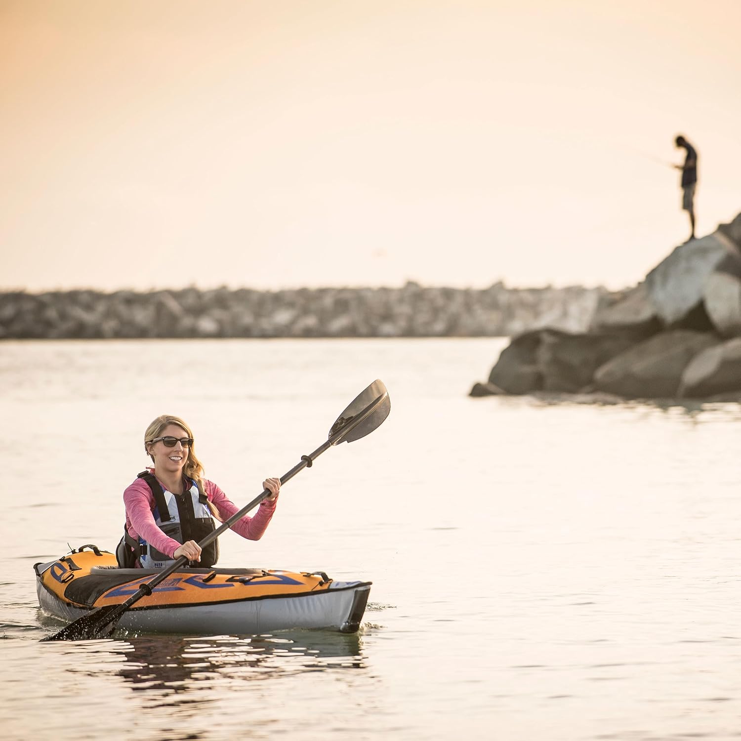 Advanced Elements AdvancedFrame Sport Inflatable Kayak - AE1017-O Lightweight Day Touring Kayak with Bag and Pump - 10' 5" - 26 lbs - Orange