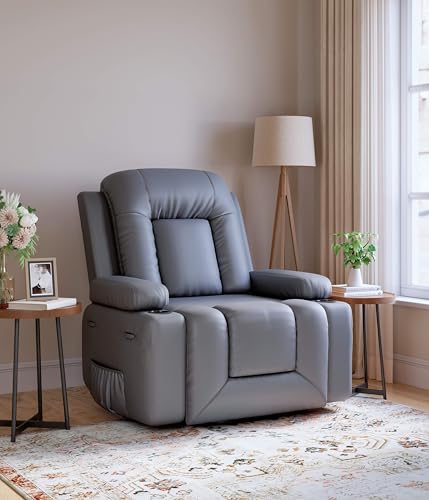 GarveeHome Power Lift Recliner Chair - Heat and Massage, Faux PU Electric Lift Recliner for Elderly & Mobility Impaired, Adjustable Back and Legs