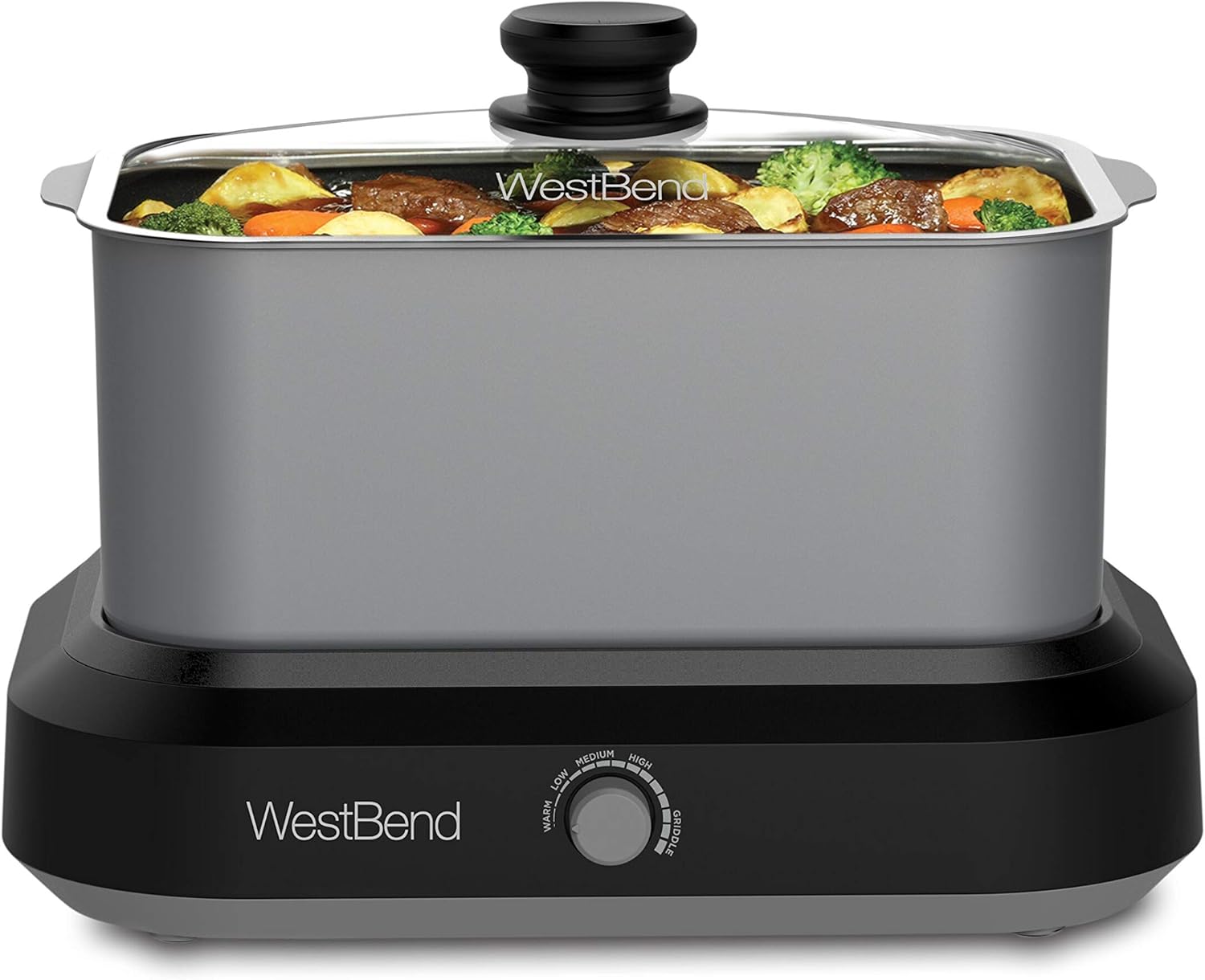 West Bend 87906R Versatility Slow Cooker Large Capacity Non-stick Dishwasher Safe Variable Temperature Control Includes Travel Lid & Thermal Carrying