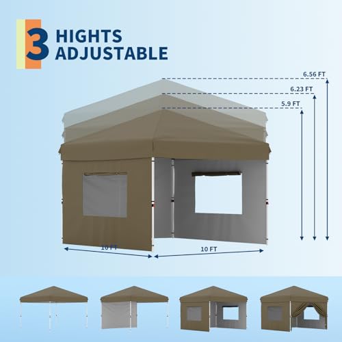 10x20 Pop Up Canopy - Easy Up Camping Tent with One Roller Bag, 3 Adjustable Height, 4 Weight Bags for Deck, Garden, Sports, Beach, Party - White
