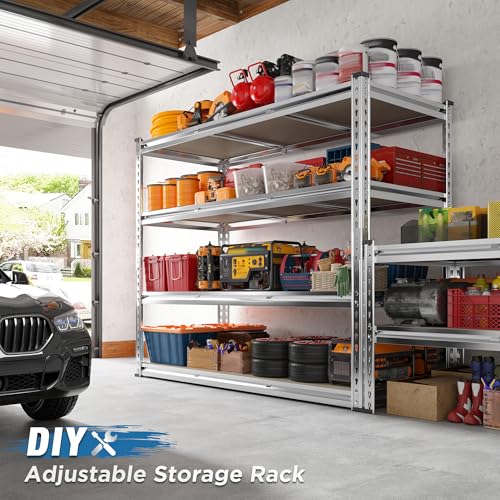 REIBII 48" W Garage Shelving Heavy Duty 3020LBS Storage Shelves 5 Tier Heavy Duty Shelving Adjustable Garage Shelves for Basement, Warehouse