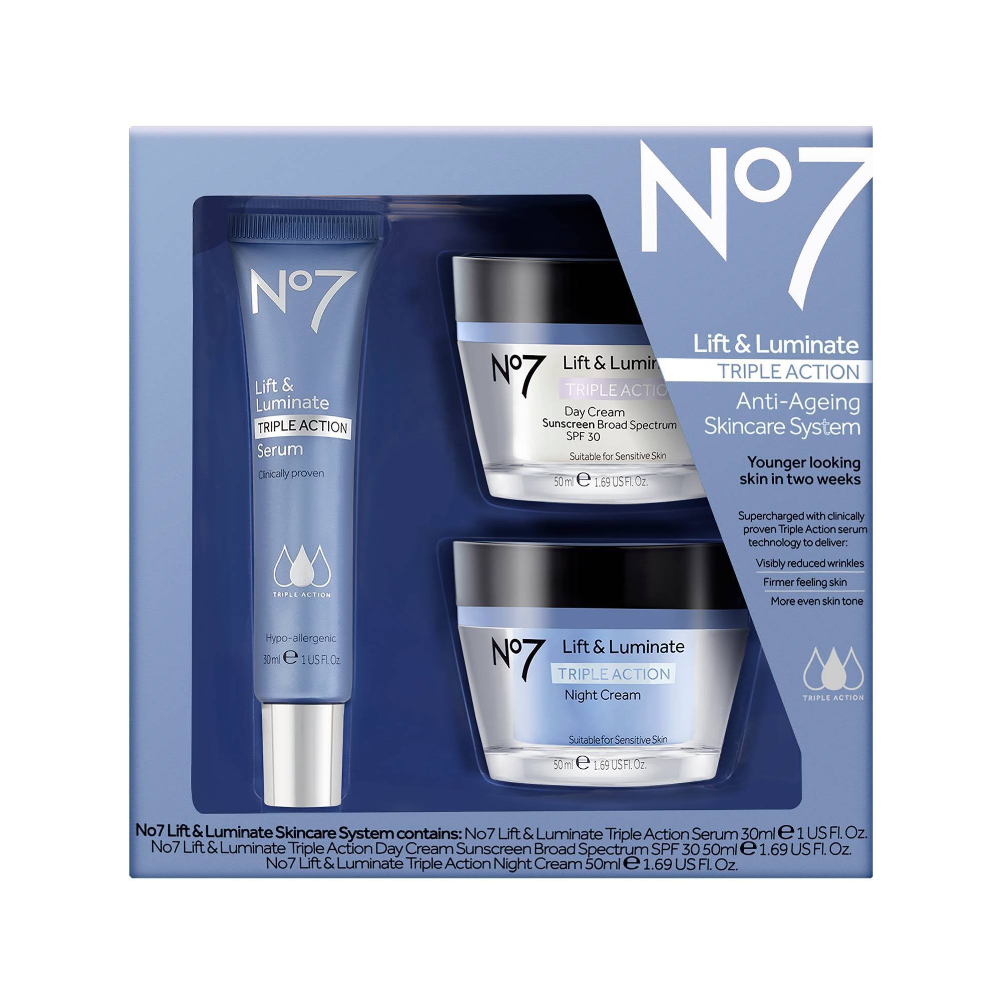 No7 Skincare System, Anti-Ageing, Lift u0026 Luminate Triple Action