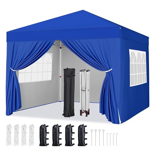 Yaheetech 10x10 Pop Up Canopy with 4 Removable Sidewalls, Portable Enclosed Instant Tent, Waterproof Outdoor Tent, Beach Sun Shelter with 4 Sandbags