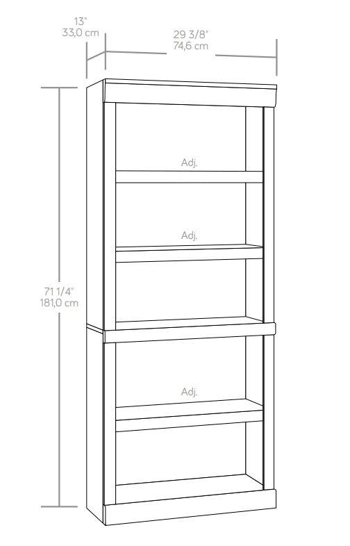 Better Homes & Gardens Glendale 5 Shelf Bookcase, Rustic Gray Finish