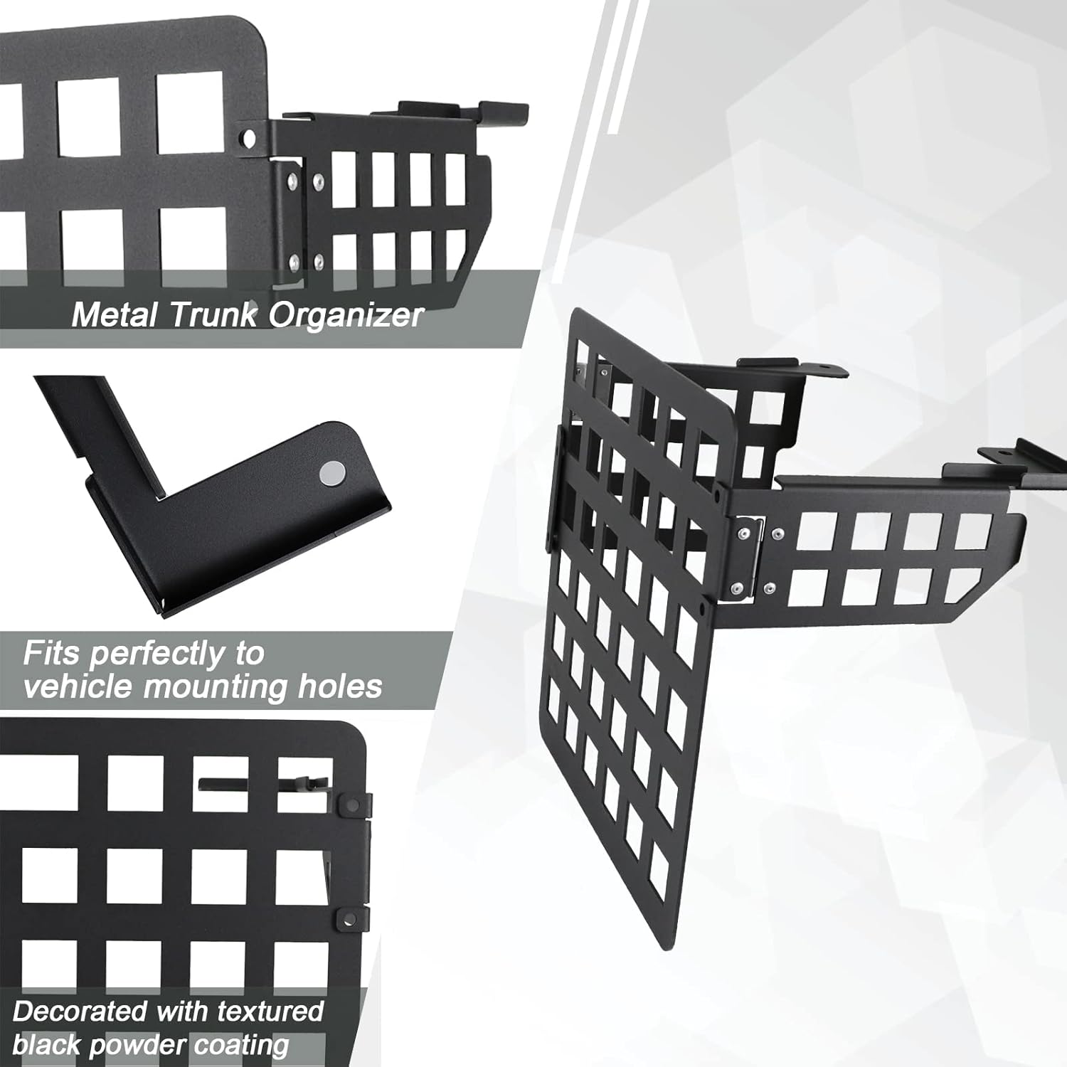 MFC Rear Cargo Storage Rack Shelf Metal Trunk Organizer Storage Shelf Compatible with for Jeep Wrangler JK Unlimited 4-Door 2007-2018,Right Side