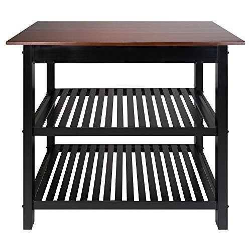 Casual Home Kitchen Island with Solid American Hardwood Top, Natural/White, 40" W (373-91)