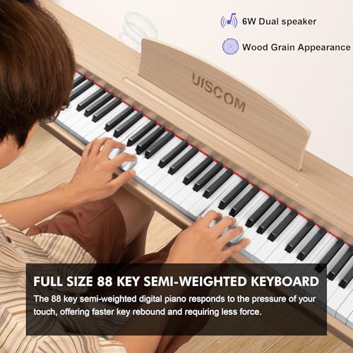 Digital Piano Keyboard for Beginners,Full Size 88 Key Semi-Weighted Keyboard Electric Piano with Stand,Power Adapter,Sheet Music Stand,Pedal