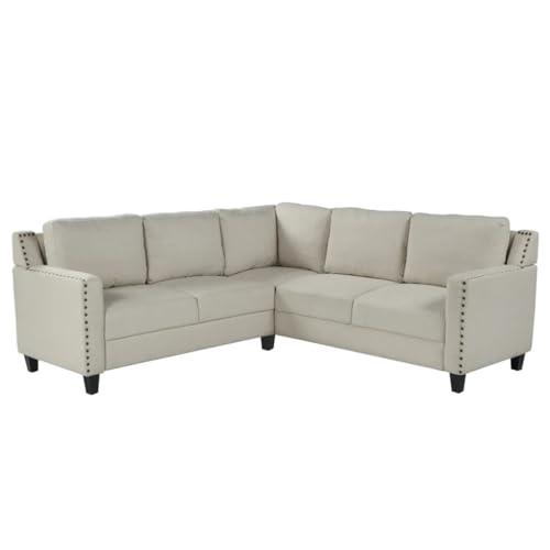 Living Room Studded Upholstered Sofa 2 Piece Set with Cushions (D As Shown)
