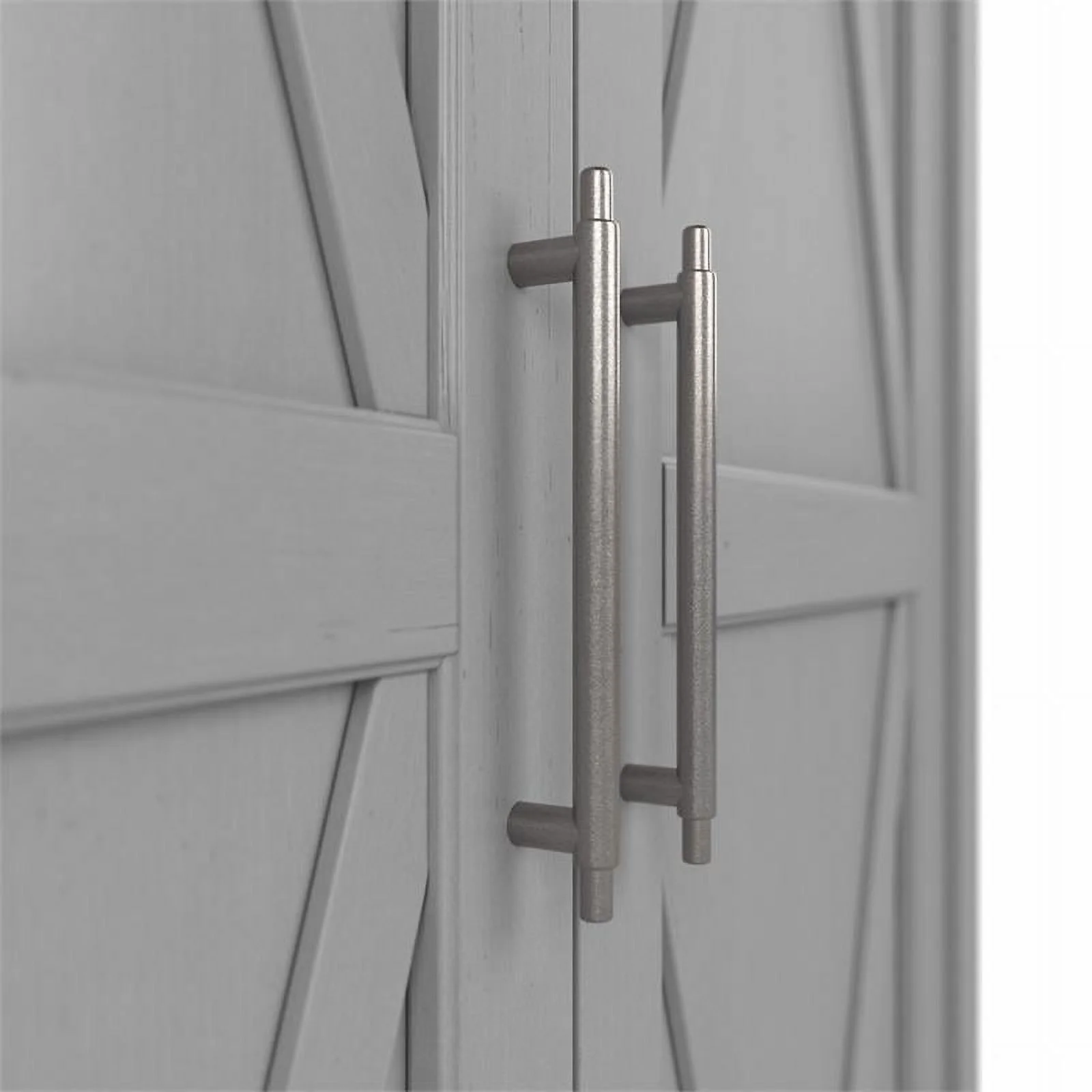 Pemberly Row Tall Storage Cabinet with Doors in Cape Cod Gray - Engineered Wood