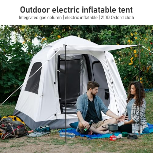 Easy Set up Inflatable Camping Tent 3-4 Person Glamping Outdoor Air Blow Up Tents, Waterproof Inflatable House Tent for Adults