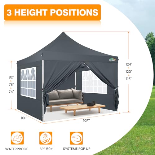 10x10 Pop Up Canopy Tent with 4 Sidewalls and Mesh Windows 2.0