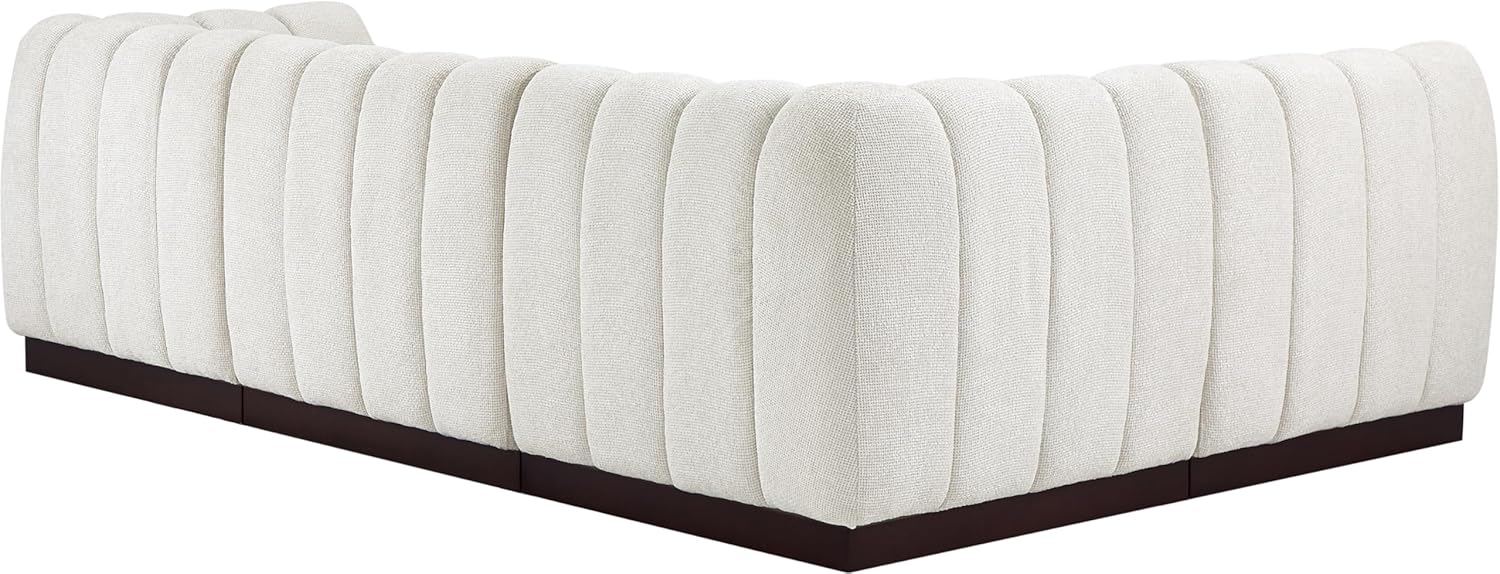 Meridian Furniture Quinn Collection Modern | Contemporary Modular Sectional with Soft Chenille Cross Hatched Fabric, Solid Wood Espresso Base