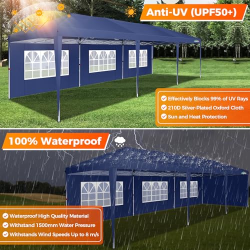 COBIZI 10x10 Pop up Canopy Tent Protable Canopy Tent with 4 Sidewalls Waterproof Commercial Instant Shelter for Parties, Wedding