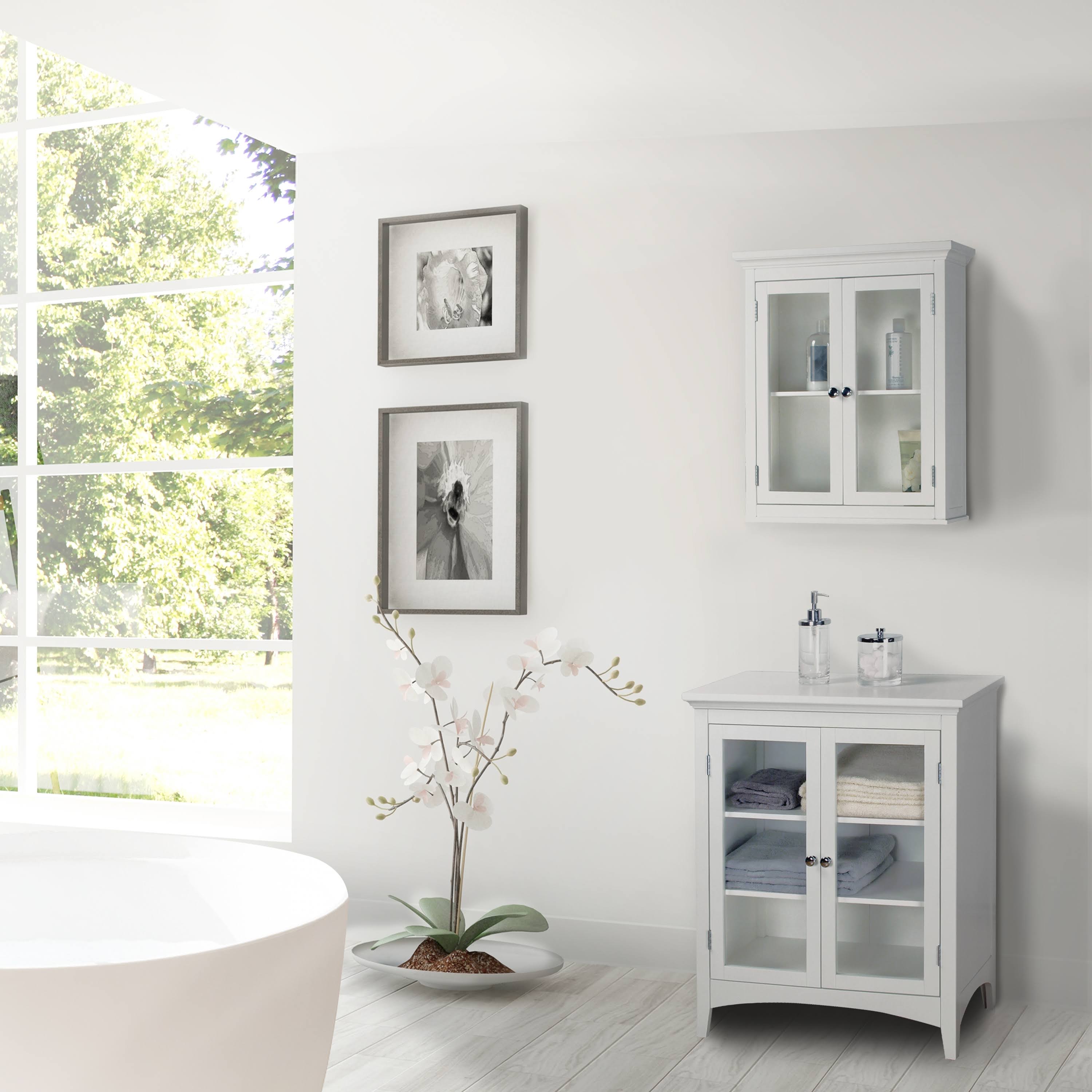 Elegant Home Fashions 7046 Madison White Wall Cabinet with 2 Doors