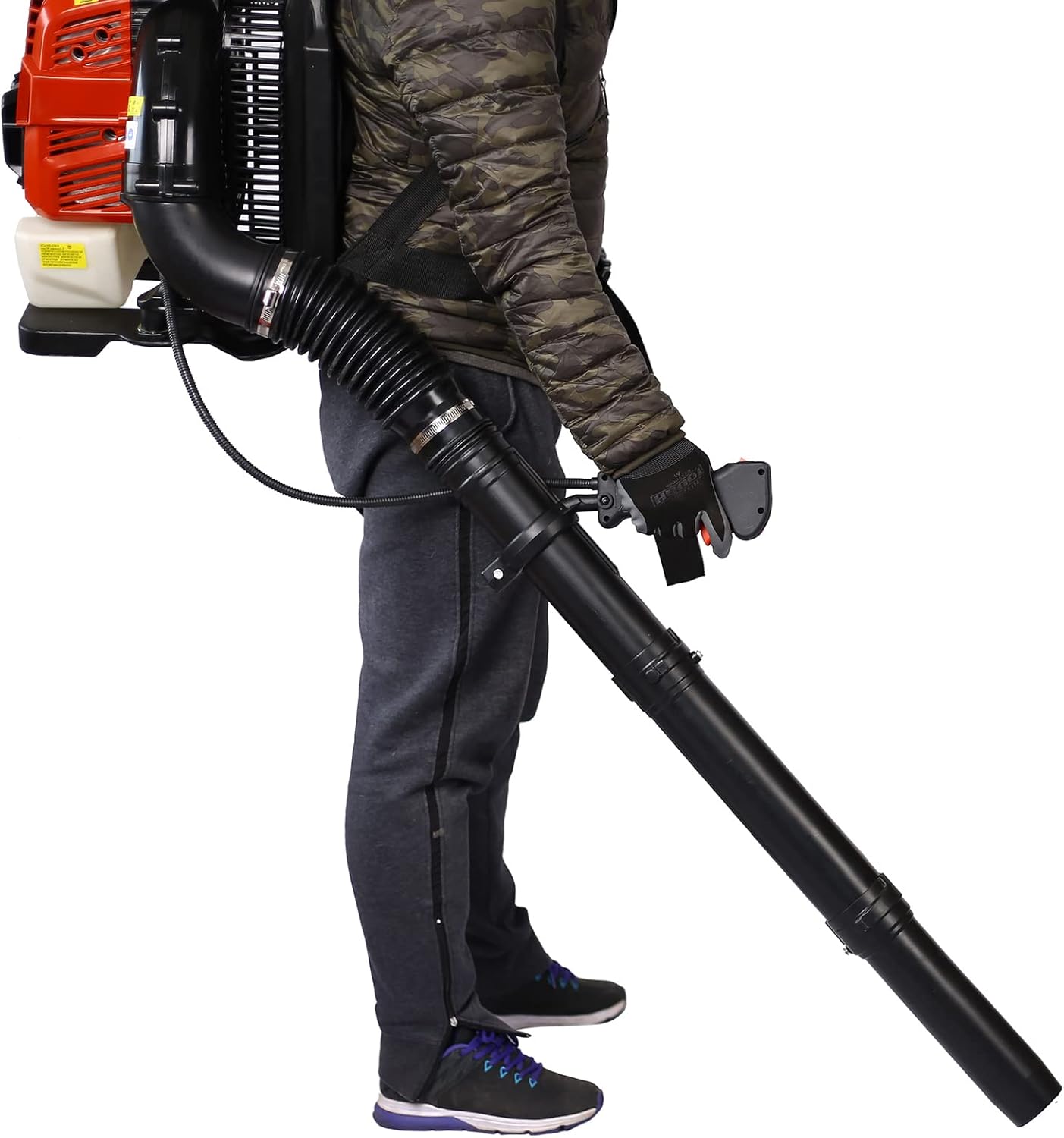 Backpack Leaf Blower, 76cc 4-Cycle Gas Leaf Blower, 530CFM 248MPH Cordless Handheld Leaf Blower with Nozzle Extension for Lawn Care