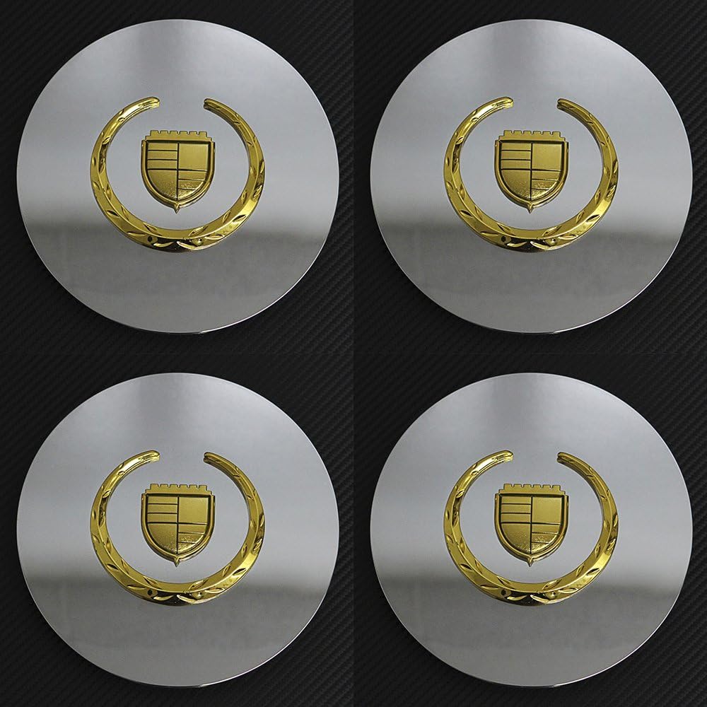 OxGord Center Caps Compatible with 96-05 Cadillac DeVille, 01-02 DHS, 00-08 DTS, 95-02 El Dorado, 95-02 Seville (Pack of 4) Wheel Covers