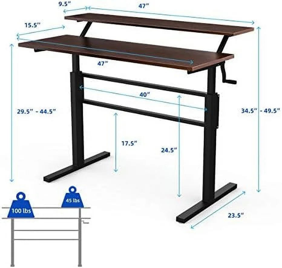 HJZBNONE Standing Desk  2-Tier Height Adjustable Sit to Standing Desk  Computer Desk Workstation with Monitor Stand &amp