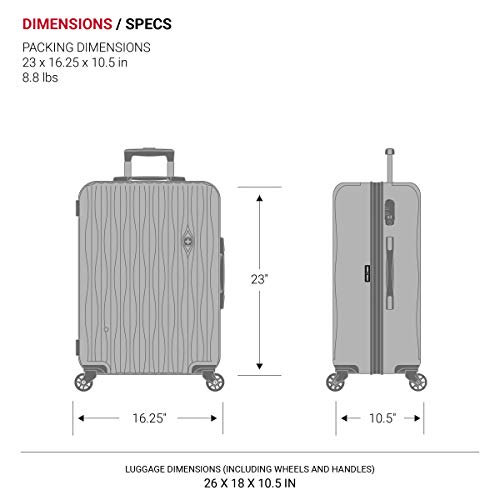 SwissGear 7272 Energie Expandable Hardside Luggage with Spinner Wheels and TSA Lock, Gunmetal, Carry-On 19-Inch