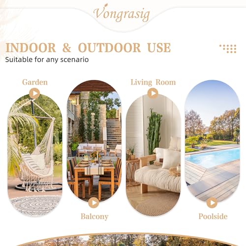 Vongrasig Outdoor Wicker Egg Chair PE Rattan Chair with Cushion, Oversized Patio Lounge Chair for Outdoor, Indoor, Balcony, Backyard, Garden, Black