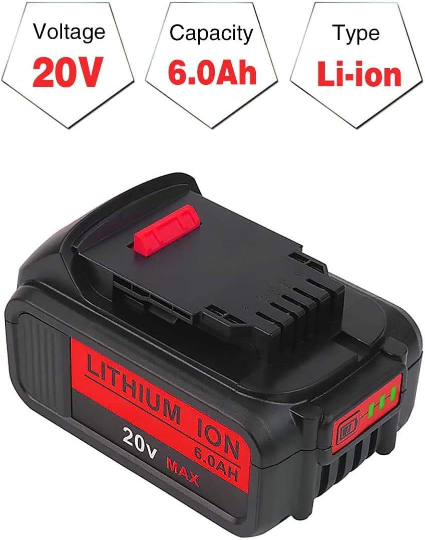 8PACK 6.0Ah DCB205 DCB200 Battery Replacement for Dewalt 20V Battery MAX XR Lithium DCB206 DCB205-2 DCB204 DCB203 DCB200 DCB180 DCB230 DCD DCF DCG