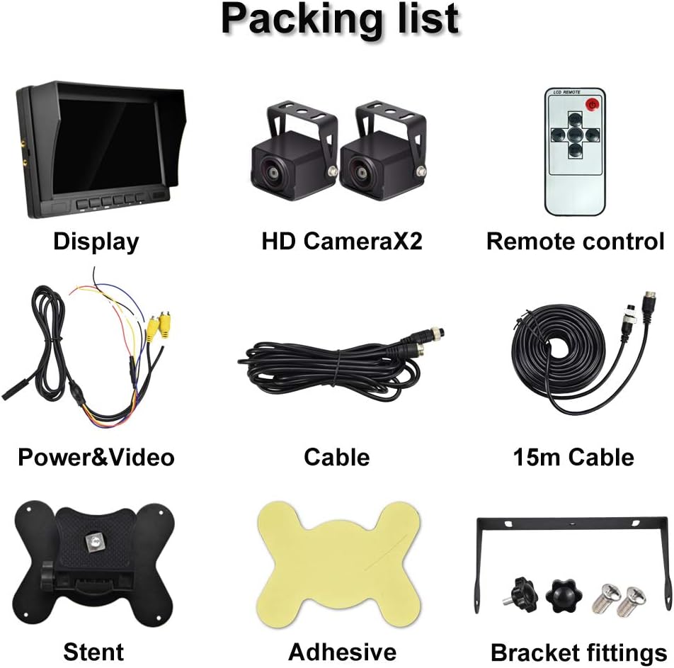 HD 1080P RV Backup Camera with 7 Inch DVR Split Screen Monitor for RVs,Trucks,Trailers, Rear and Front View Cameras, Color IR Night Vision
