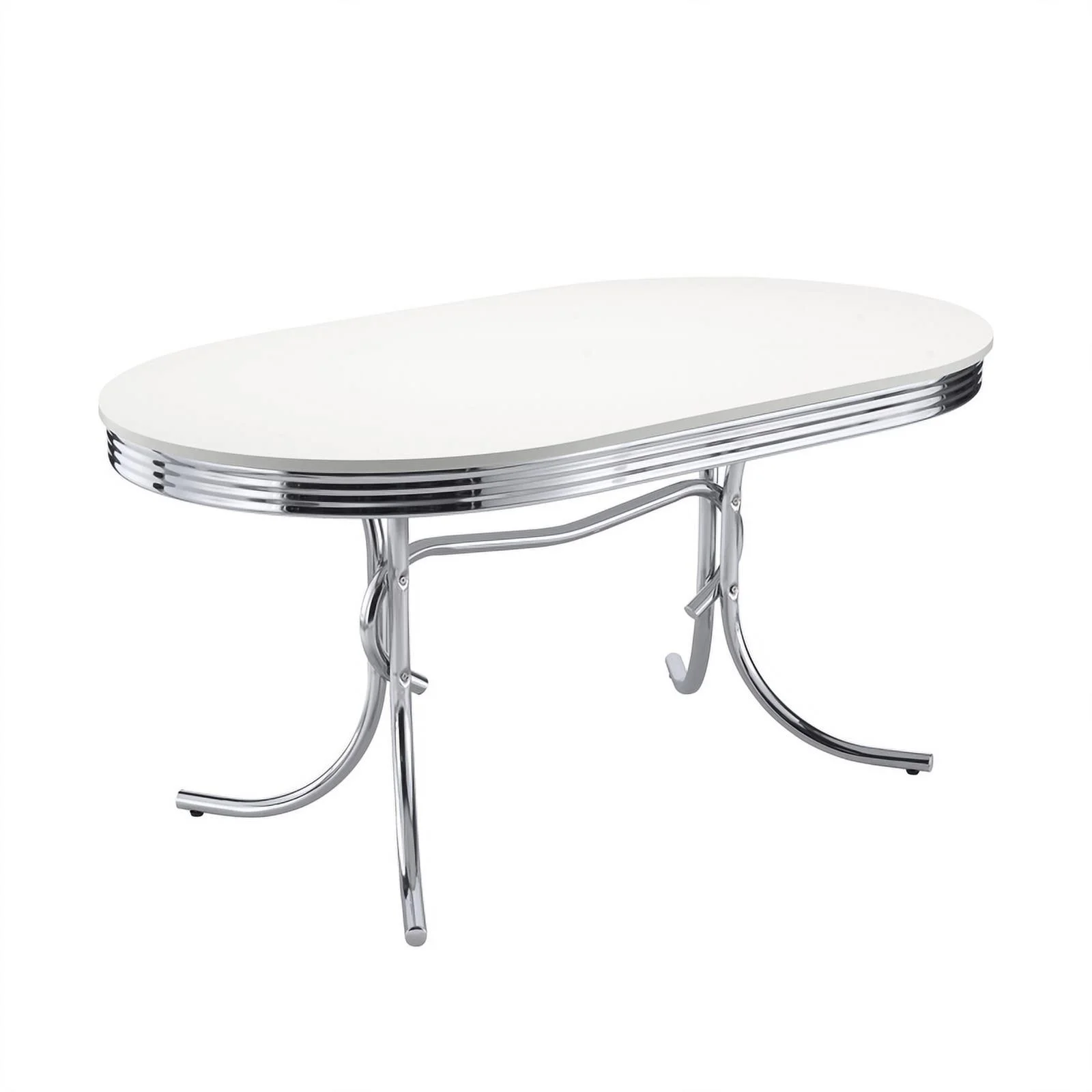 Coaster Retro 5-Piece Contemporary Metal Oval Dining Set in Chrome and Black