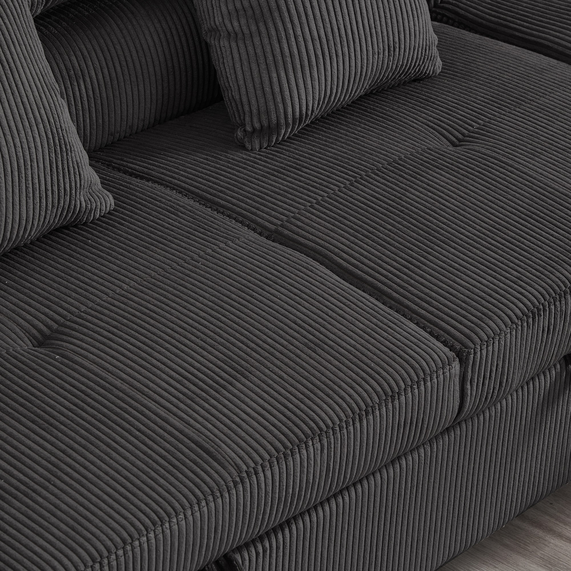 Noodeniya Corner Sofa Couch Pull-Out Bed with Storage Chaise, Convertible Sleeper Sofa Bed, L Shaped Corduroy Right Corner Couch for Living Room