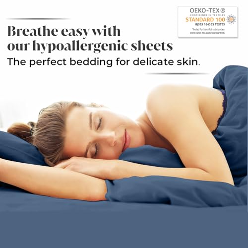 Luxury Bamboo Market | Queen Size Bed Sheet Set | 100% Viscose Made from Bamboo | Organically Grown | Ultra Soft | Cooling Sheets for Hot Sleepers |