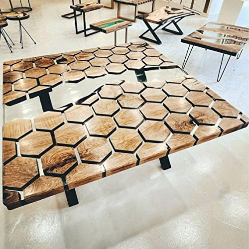 Customized Large Epoxy Table, Resin Dining Table Hezagon Wood Table for 2, 4, 6, 8 River epoxy Table, Epoxy Coffee Table, Living Room Table