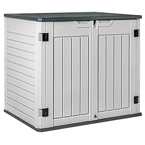Devoko Resin Outdoor Storage Shed 34 Cu Ft Horizontal Outdoor Storage Cabinet Waterproof Patio Tools Storage Box for Sofa Cushion