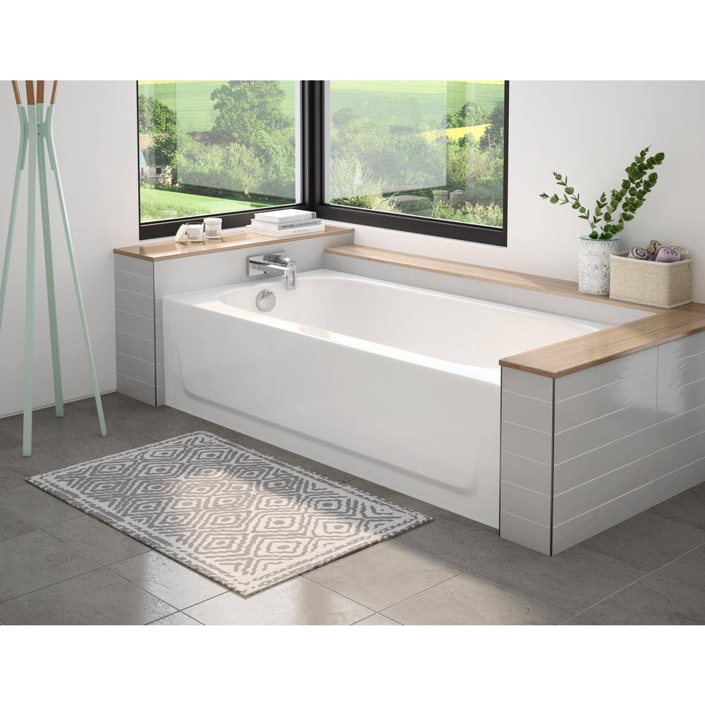 Bootz Industries Mauicast 60 in. Right Drain Rectangular Alcove Soaking Bathtub in White RS8G0R8U