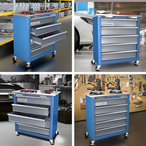 7-Drawer Rolling Toolbox,Tool Box with 360° Lockable Wheels and Padded Feet,Tool Chest with Keyed Locking System and Drawer Liners