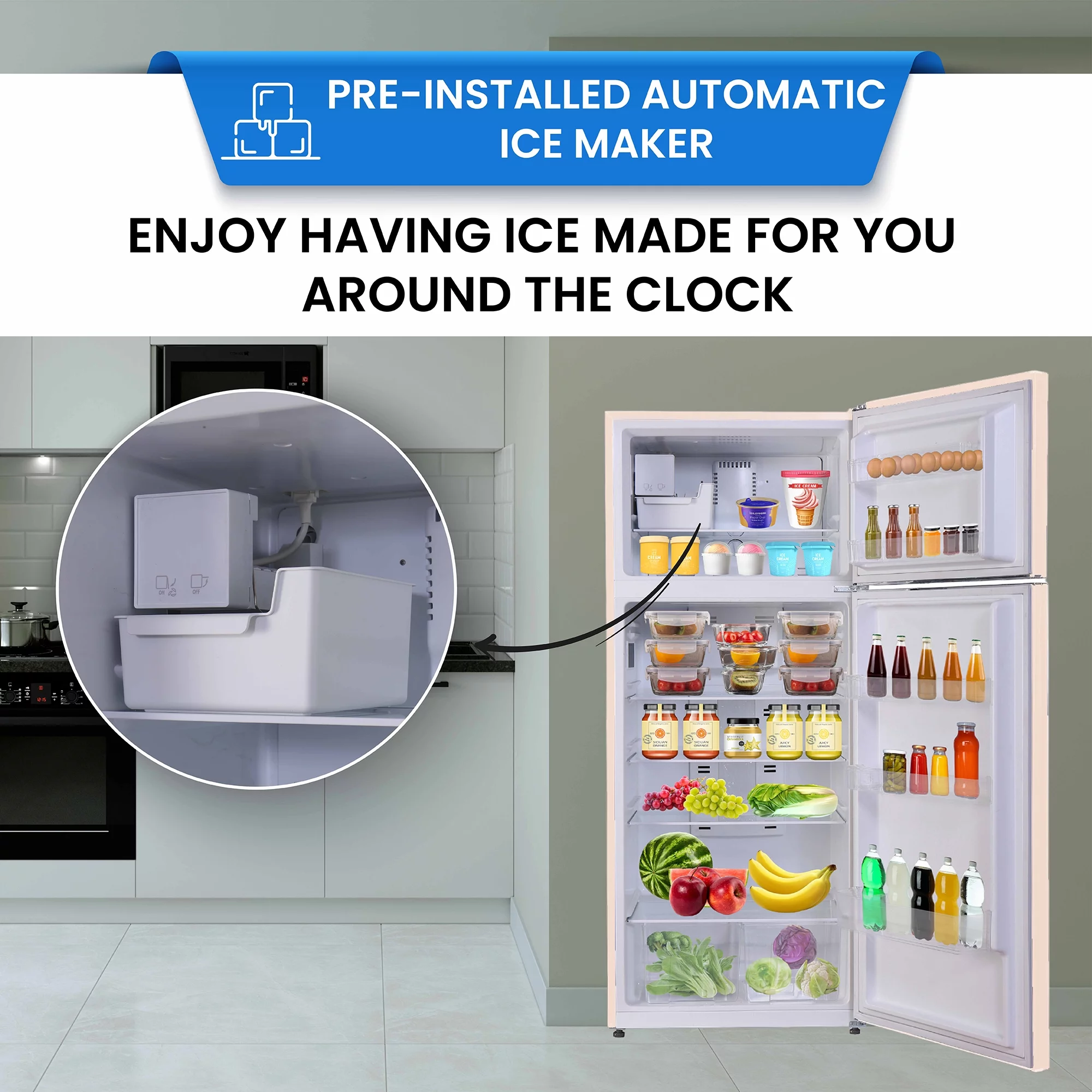 Conserv 18 cu.ft. Classic Retro Refrigerator with Factory Installed Ice Maker
