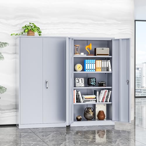 INTERGREAT Metal Storage Cabinets 72” Black Garage Steel Storage Cabinet with Doors and Shelves, Metal Tool Cabinet