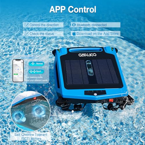 Cofiyard Robotic Pool Cleaner, Cordless Pool Skimmer Robot, Solar Powered & Rechargeable Battery, Samrt Control Pool Surface Cleaner