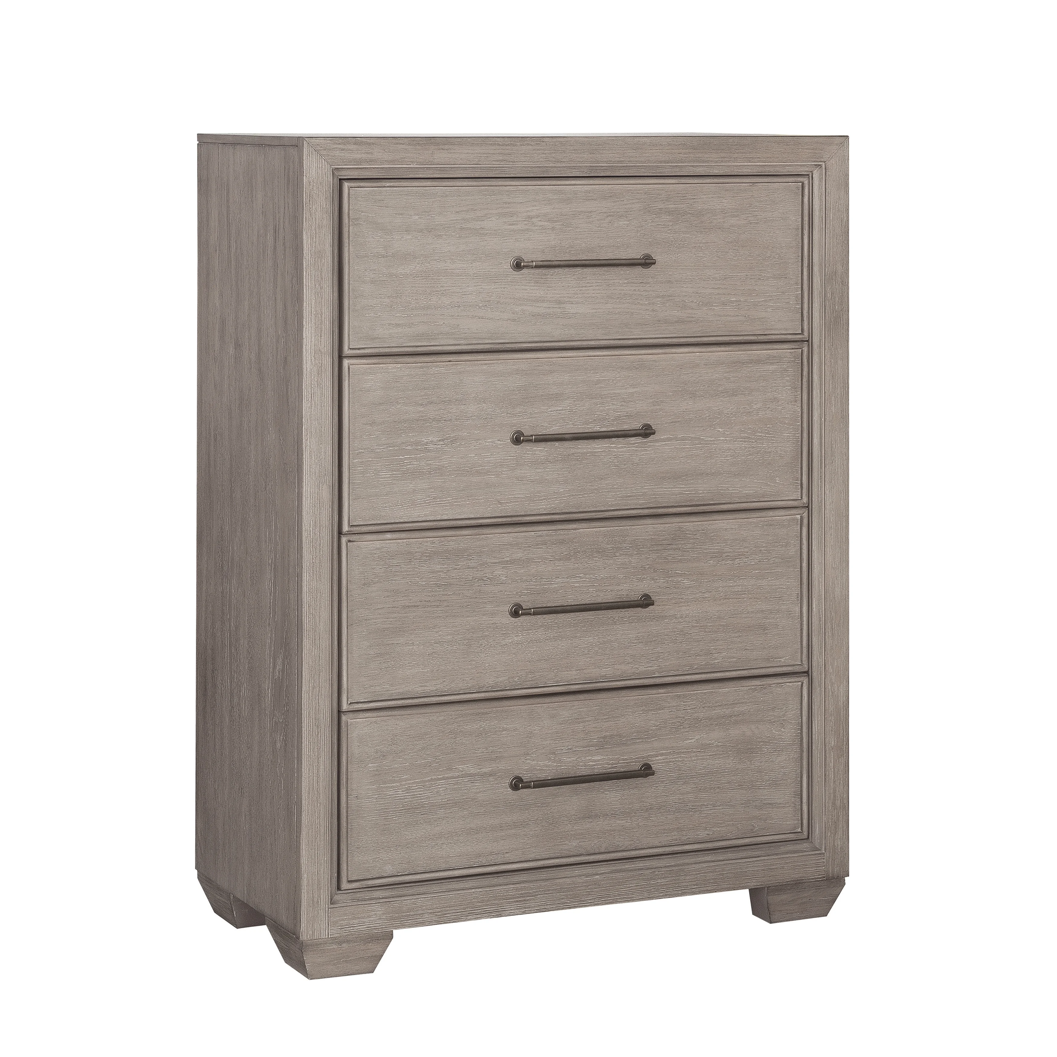 Ennesley Gray Wood Bedroom Set with Upholstered Panel Queen Bed, Dresser, Mirror, 2 Nightstand, and Chest