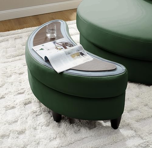51.5-Inch Oversized Swivel Accent Barrel Chair with Storage Ottoman ,Button Decor and 4 Pillows