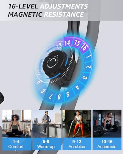 Foldable Exercise Bike Stationary Bikes for Home, 5 IN 1 Indoor Workout Bike, Cycling Bike with 16-Level Quiet Magnetic Resistance