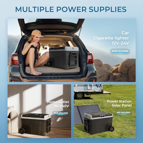 EUHOMY 12 Volt Refrigerator, 37QT(35L) Electric Cooler, Portable Freezer 12V/24V DC 110-240V AC, 12V Fridge -4�H~68�H