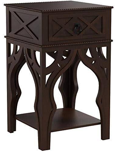 Home Locomotion Ornate Moroccan Style Table, Brown