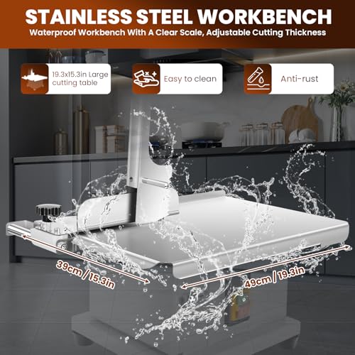 Bone Saw Meat Cutter 1200W Cutter Meat Saw 0.04''-7.8'' Cutting Thickness 20'' x 15'' Table Stainless Steel Meat Band Saws for Butchering 330-500
