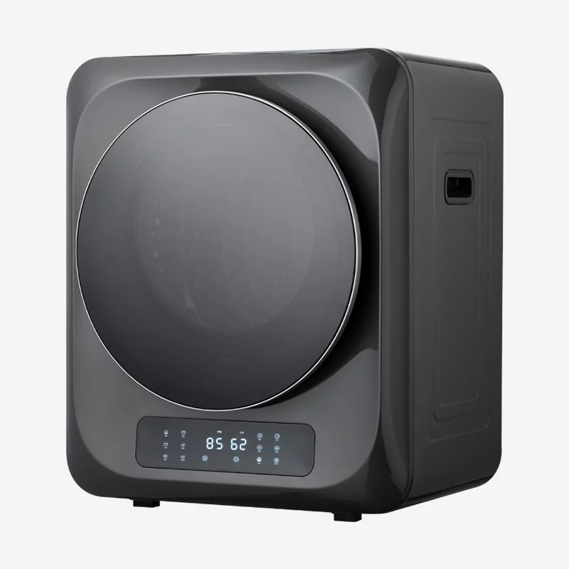 Portable Mini Cloth Dryer Machine FCC Certificate PTC Heating Tumble Dryer Electric Control Panel,Grey Body with Black Door,850W