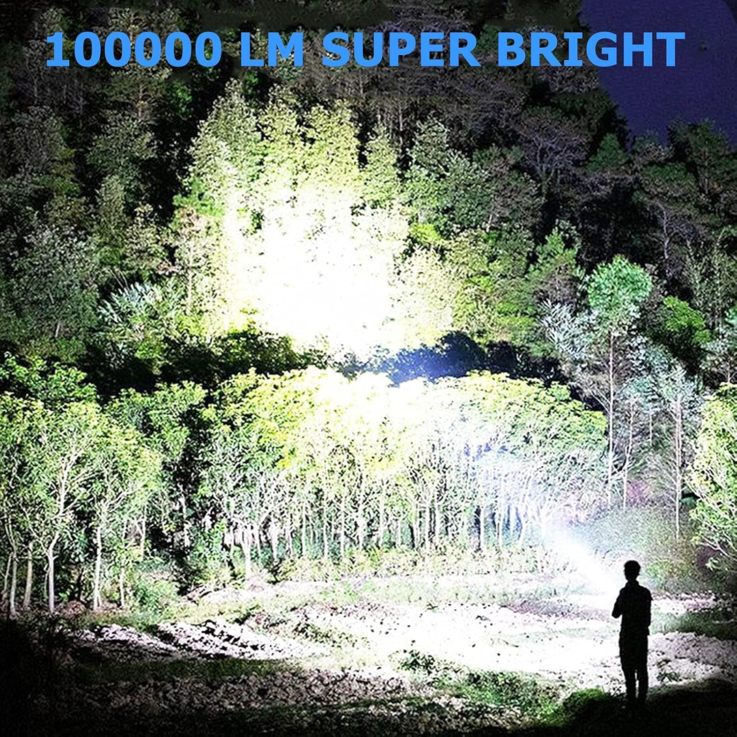 Led Flashlight, 100000 Lumen Super Bright Tactical Flashlights High Lumens with Battery & USB Cable, 3 Modes, Zoomable, Waterproof