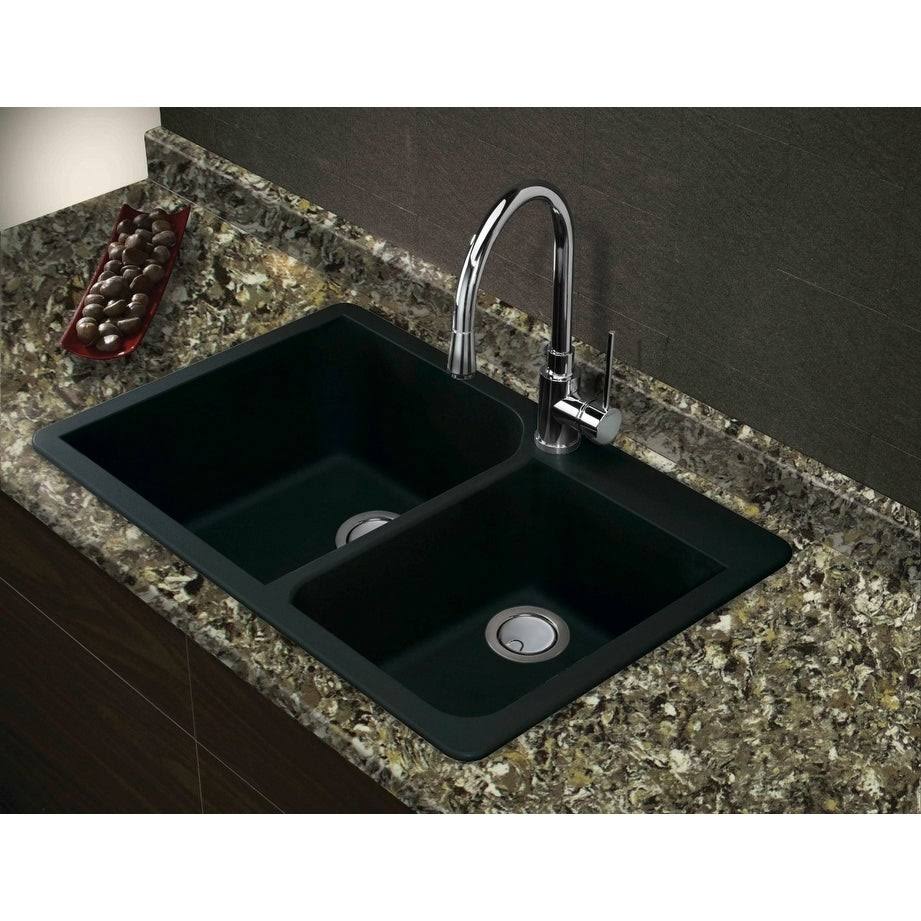 Transolid Radius Granite 33-in Drop-In Kitchen Sink in Espresso