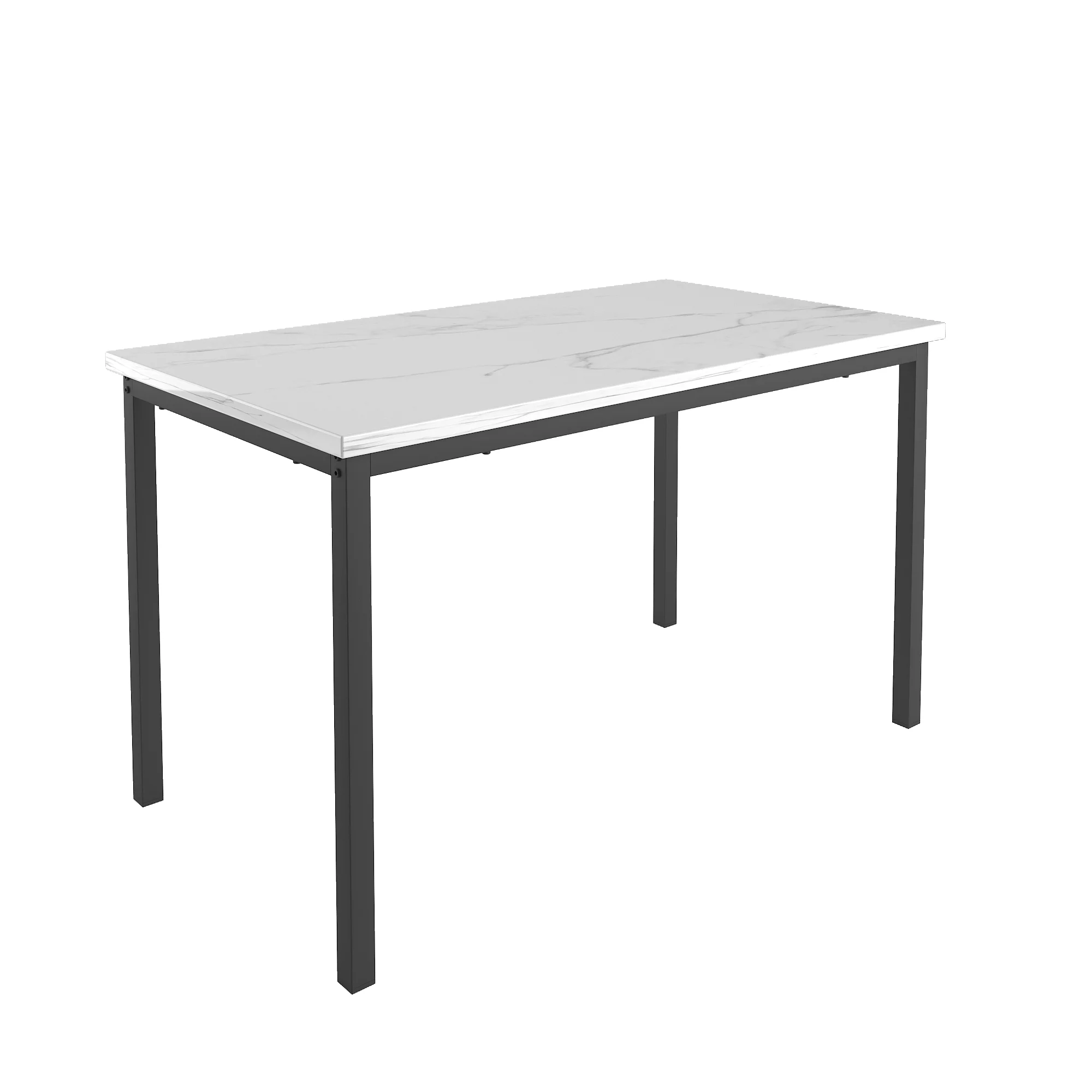 Modern Dining Set for 4, 5-Piece Dining Table and Chairs Set, 1 Table with White Marble Top, 4 Gray Velvet Chairs for Kitchen Dining Room Living Room